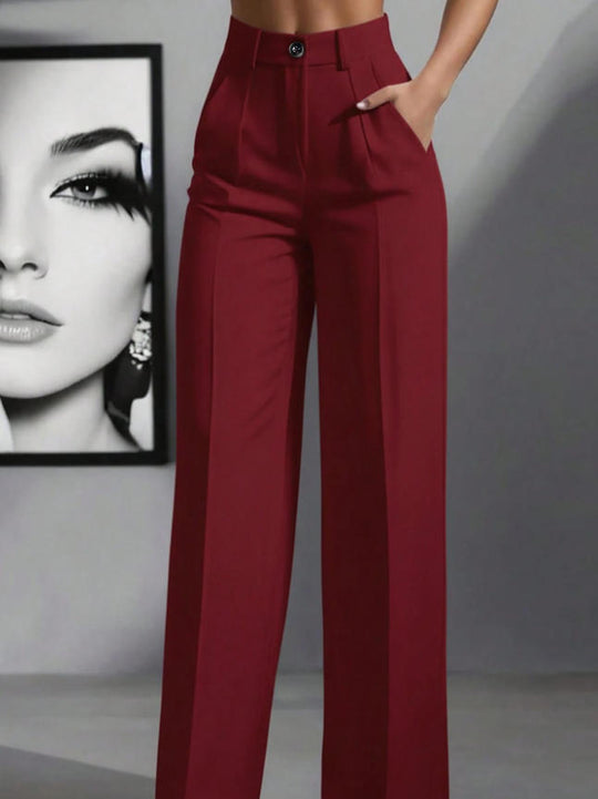 Damen elegante weite Bundfaltenhose EB