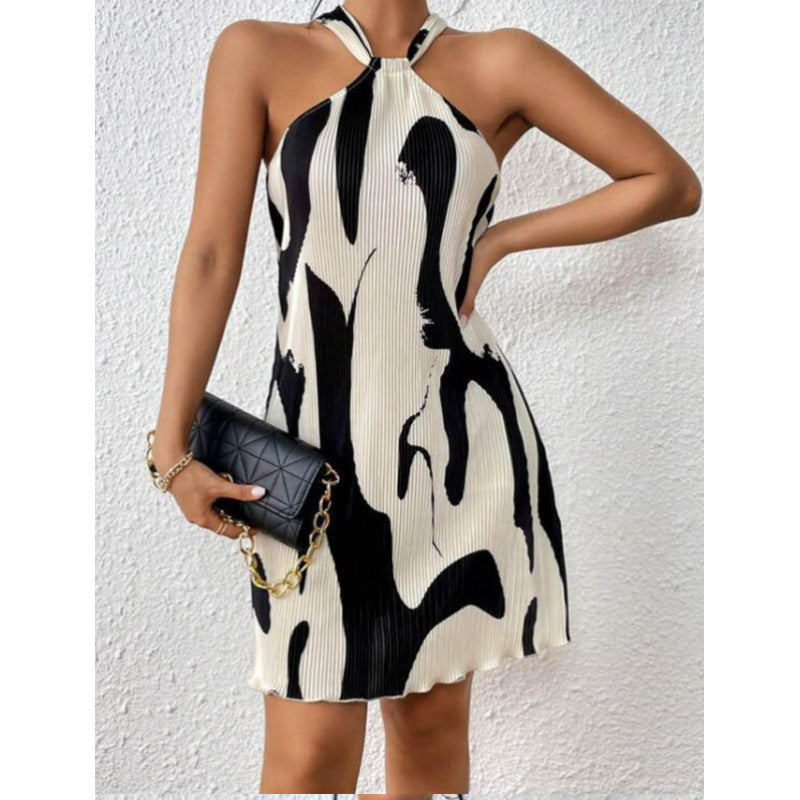 Damen modisches Kurzkleid mit raffiniertem Halterdesign EB