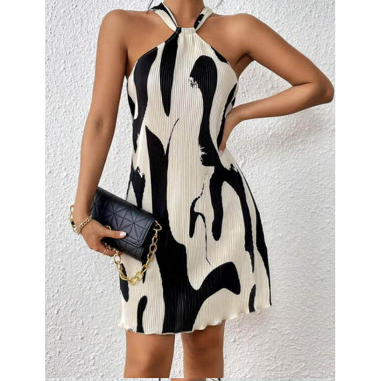Damen modisches Kurzkleid mit raffiniertem Halterdesign EB