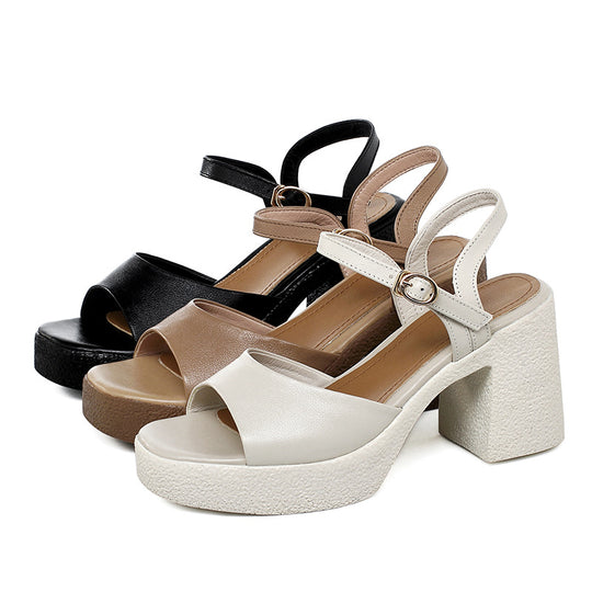 Damen Plateau-Sandaletten mit elegantem Riemendesign und komfortablem Blockabsatz EB
