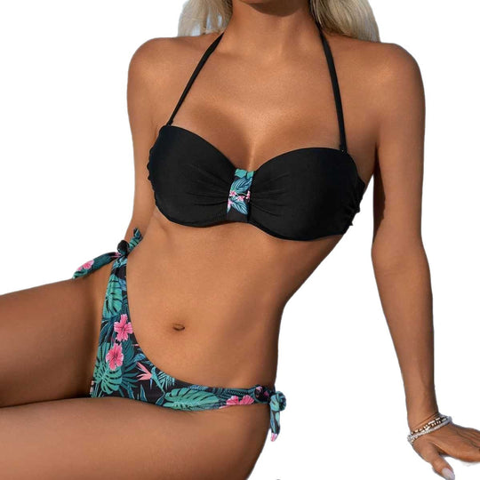 Damen Bandeau-Bikini mit floralen Akzenten EB