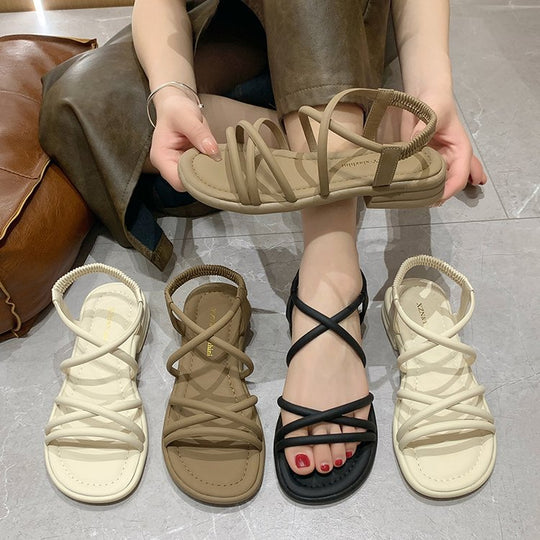 Damen Riemensandalen mit elastischem Riemendesign EB