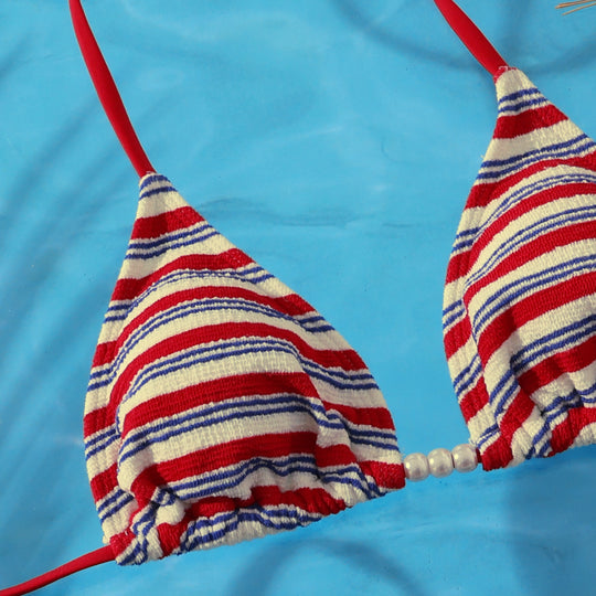 Damen Strand-Bikini-Set mit charmantem Streifenmuster EB