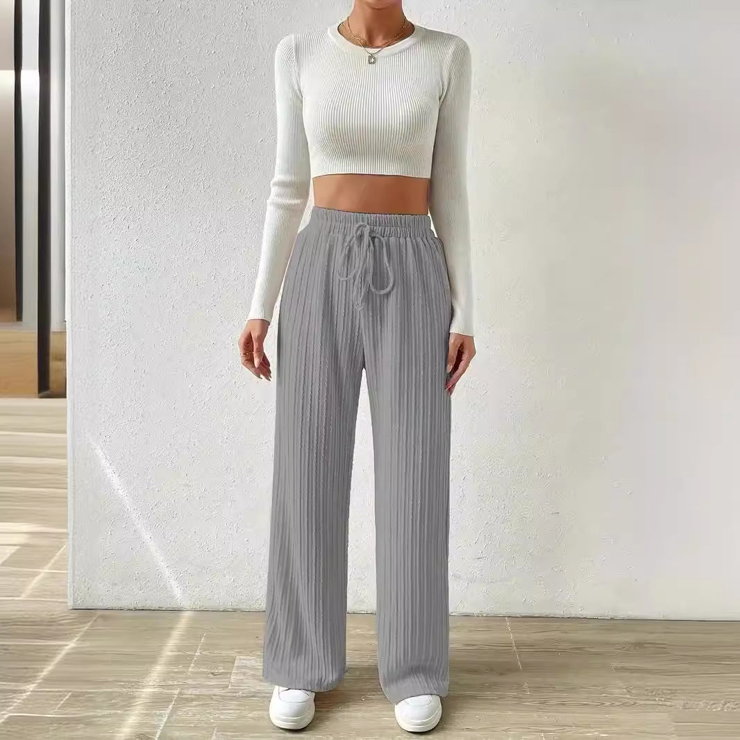 Damen Lässige Stretch-Hose mit elastischem Bund und praktischer Kordel EB