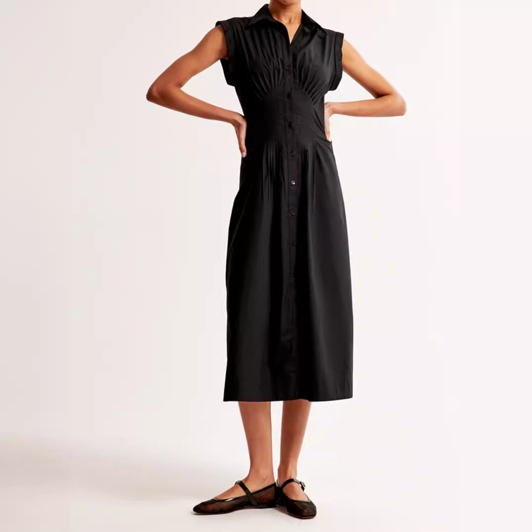 Damen Maxikleid mit Schulterklappen und klassischem Knopfverschluss EB