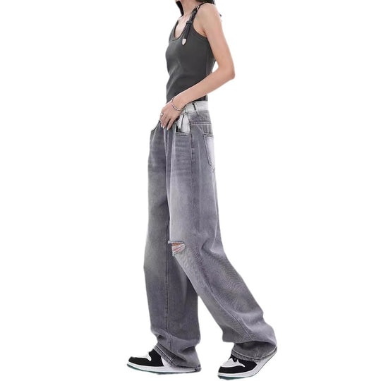 Damen Weite Jeans im modernen Oversized-Schnitt mit einzigartigen Waschungen EB
