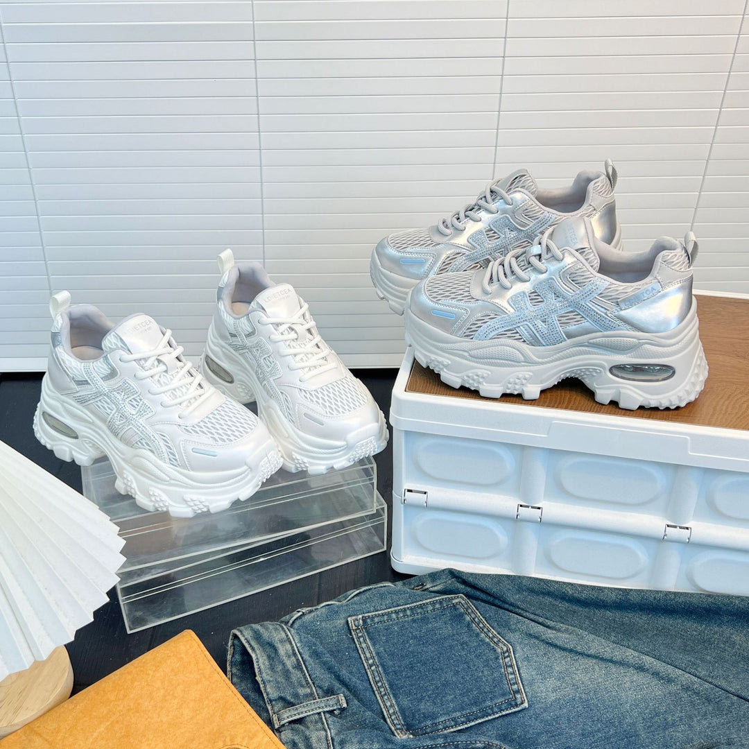 Damen Sportliche Sneakers mit innovativem Mesh-Design und modischer Plattformsohle EB