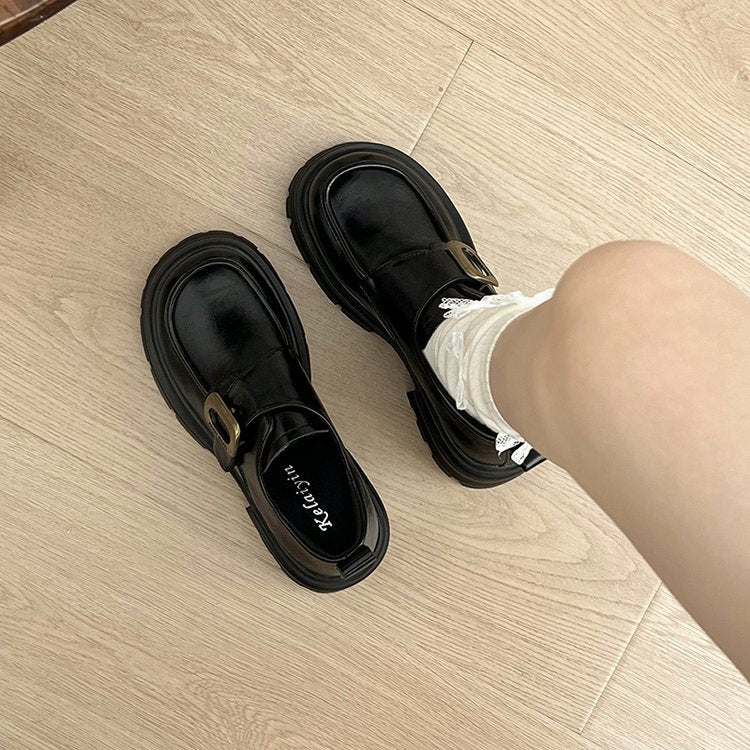 Damen modische Clogs mit robuster Sohle und dekorativem Schnallenverschluss EB