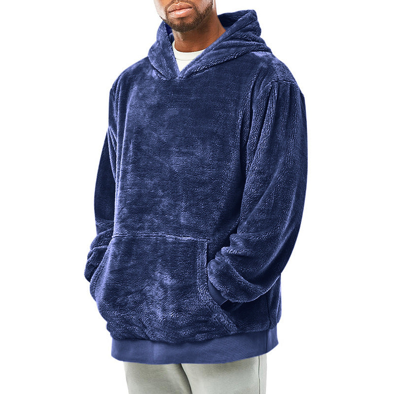 Herren kuscheliger Hoodie mit praktischen Kängurutaschen und hohem Kragen EB