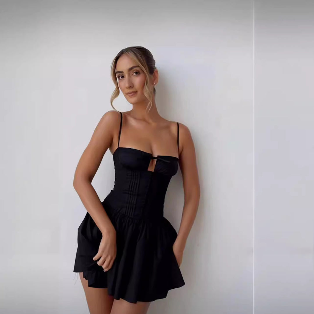 Damen Verspielt geschnittenes Cocktailkleid mit elegantem Wickeloberteil und Rüschensaum EB
