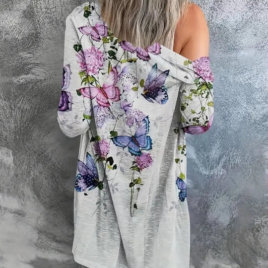 Damen Freizeitshemd mit floralem Design und langen Ärmeln EB