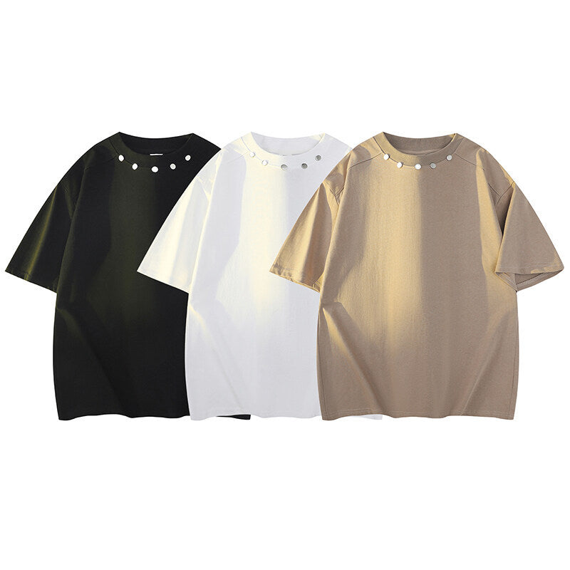 Damen Oversized T-Shirt mit dekorativen Metallakzenten EB