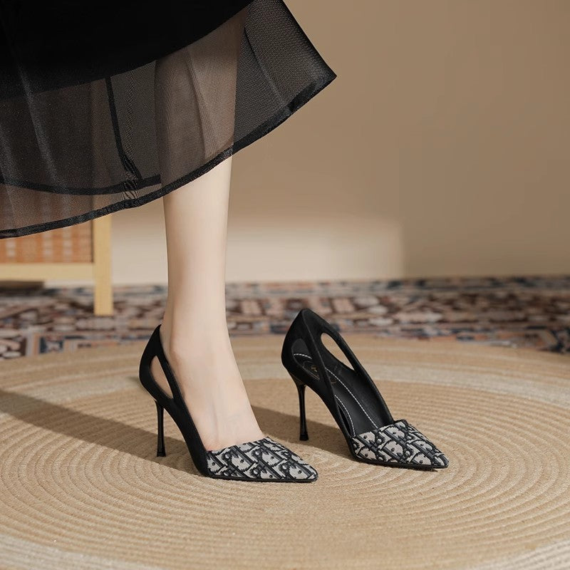 Damen Slingback High Heels mit elegantem spitzen Design und hochwertiger Materialkombination EB
