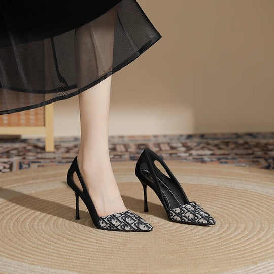 Damen Slingback High Heels mit elegantem spitzen Design und hochwertiger Materialkombination EB