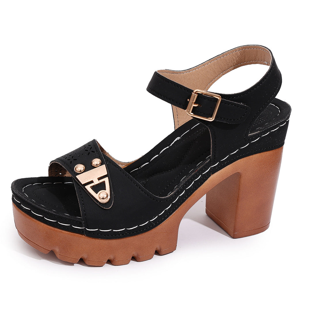 Damen Plattform-Sandalen mit verstellbarem Riemen und robuster Sohle EB