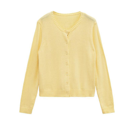Damen leichte Strickjacke mit schlichten Knöpfen und eleganter Passform EB