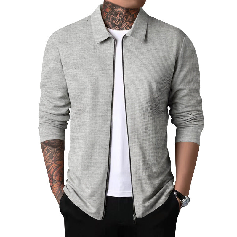 Herren nan strukturierte Hemdjacke mit Waffelstruktur, durchgehendem Reißverschluss und schmaler Passform EB