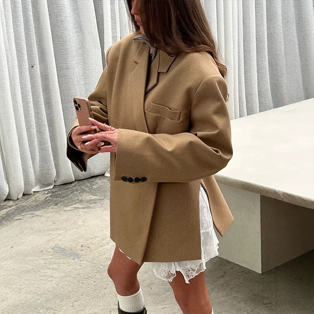 Damen elegante Oversize-Jacke mit schickem Revers EB