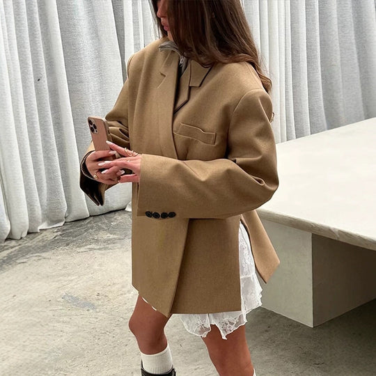 Damen elegante Oversize-Jacke mit schickem Revers EB