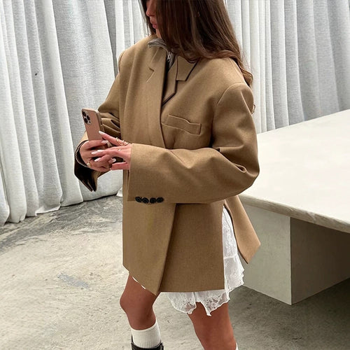 Damen elegante Oversize-Jacke mit schickem Revers EB