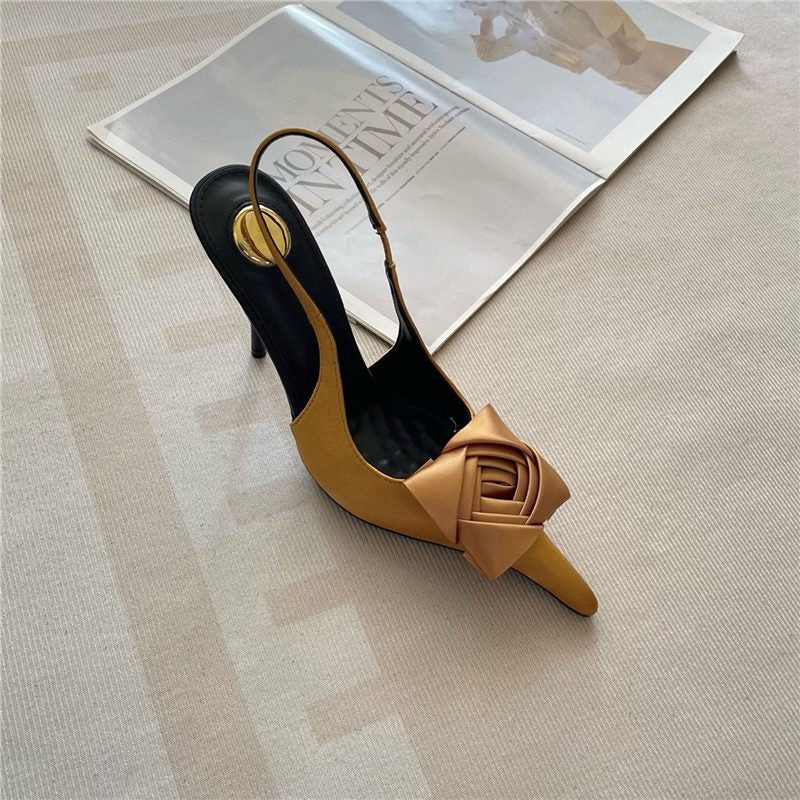 Damen elegante Slingback Pumps mit raffiniertem Blumendetail EB