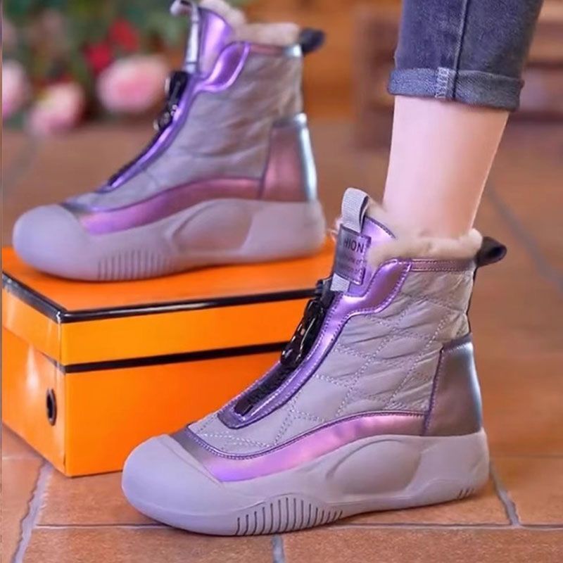 Damen gefütterte Winterstiefel mit seitlichem Reißverschluss und rutschfester Sohle EB