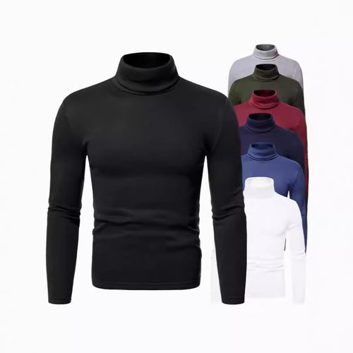 Herren Rollkragenpullover aus weichem Baumwollmix mit körperbetontem Schnitt EB