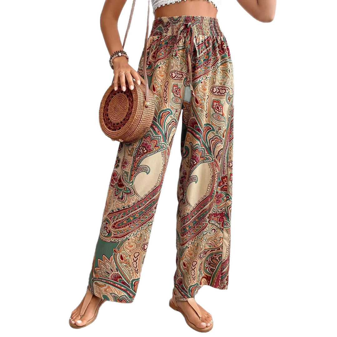 Damen lockere Palazzo-Hosen mit Paisleymuster EB