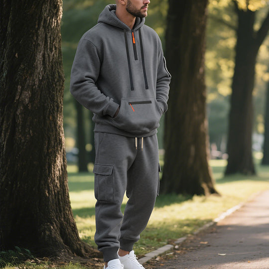 Herren sportliches Hoodie und Bundhose Set mit praktischen Taschen EB
