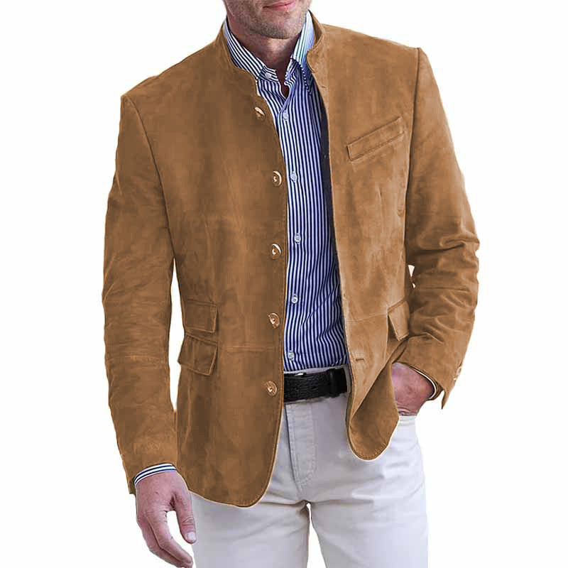 Herren eleganter Wildlederblazer mit modischen Akzenten EB