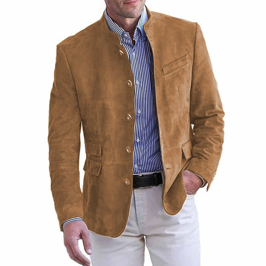 Herren eleganter Wildlederblazer mit modischen Akzenten EB