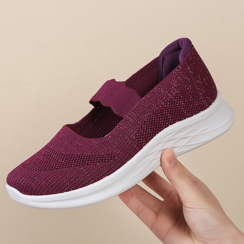 Damen bequeme Sneaker mit elastischen Riemen EB