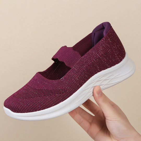 Damen bequeme Sneaker mit elastischen Riemen EB