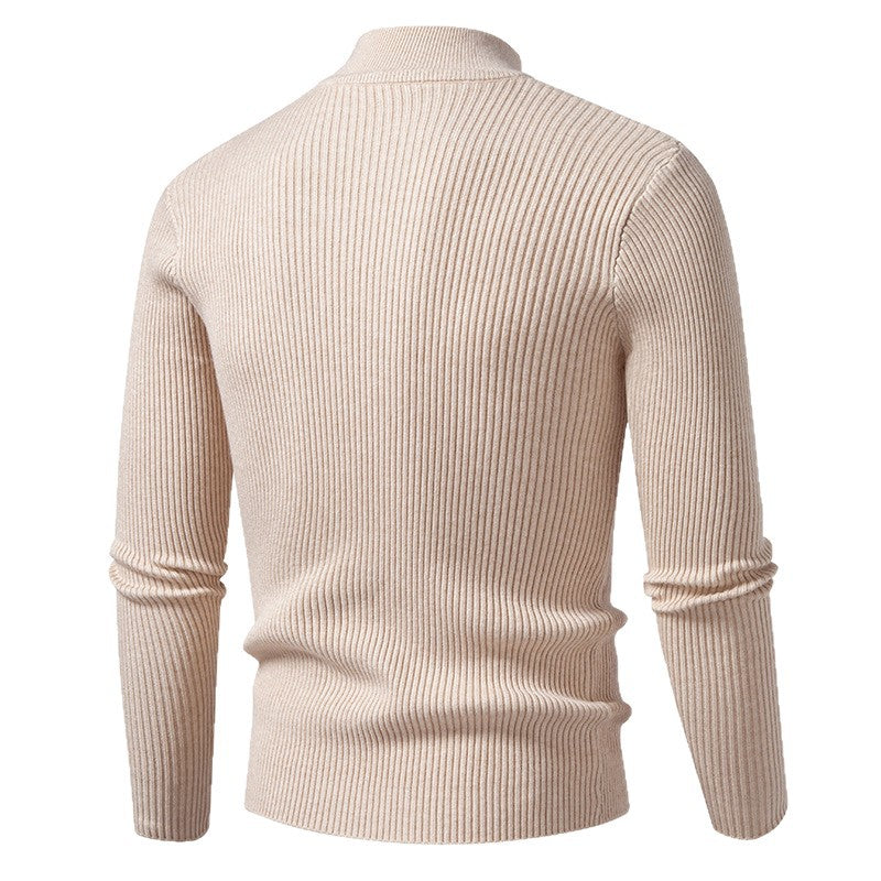 Herren eleganter Rollkragenpullover aus feinem Rippstrick EB
