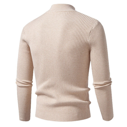 Herren eleganter Rollkragenpullover aus feinem Rippstrick EB