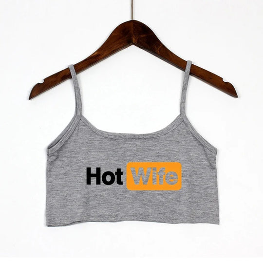 Damen Crop-Top mit modernen Schriftzügen und verstellbaren Trägern EB