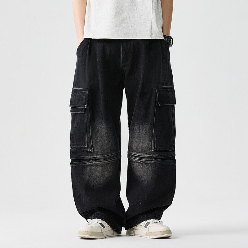 Herren nan extraweite Cargo-Jeans im Baggy-Stil mit verstärkten Knie-Nähten EB