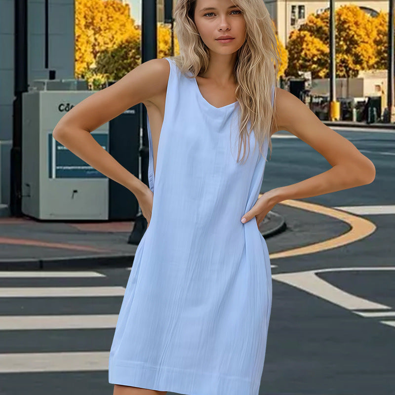 Damen Freizeit-Langarmkleid mit lockerem Schnitt und tiefem V-Ausschnitt EB