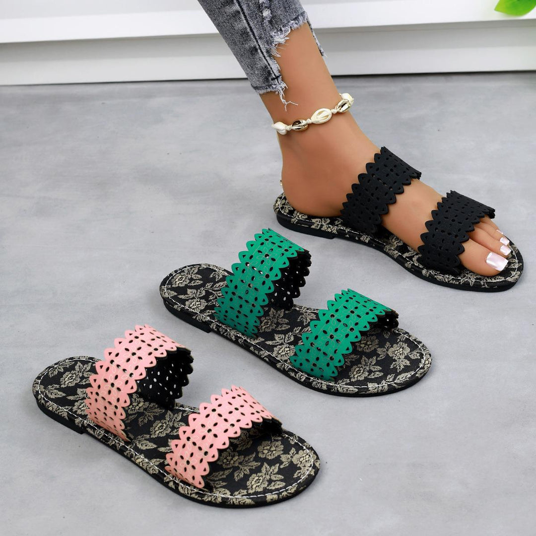 Damen Komfortable Slides mit modischen Cut-Out-Riemen EB