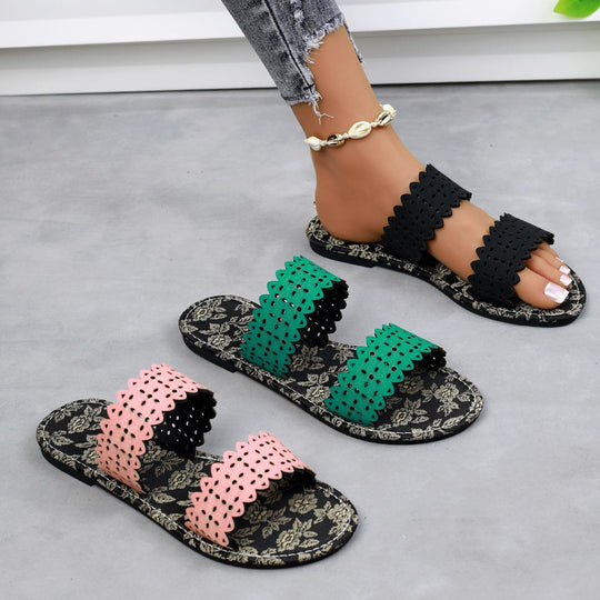Damen Komfortable Slides mit modischen Cut-Out-Riemen EB