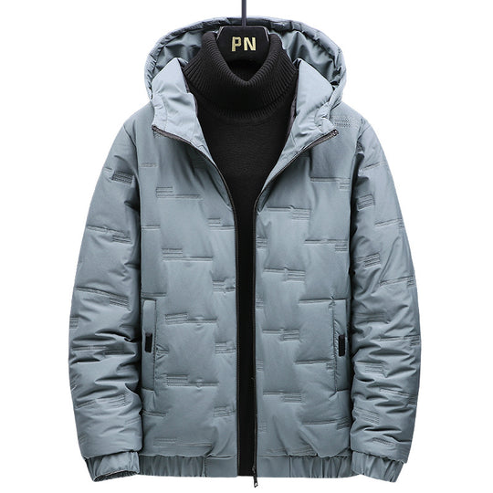 Herren Wattierte Kapuzenjacke mit geometrischer Steppung und winddichtem Saum EB