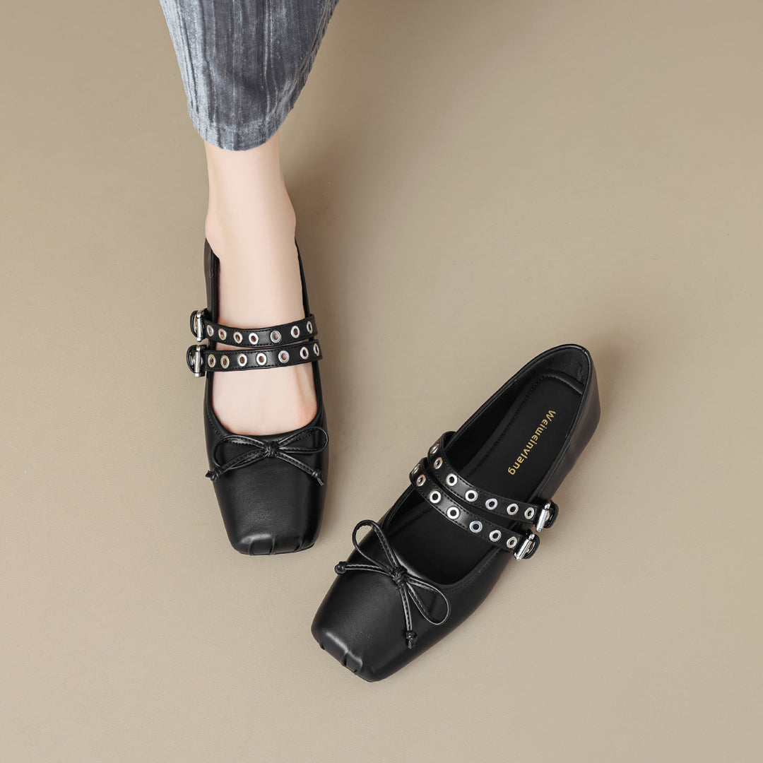Damen Ballerinas mit modischen Schnallen und elegantem Schnitt EB