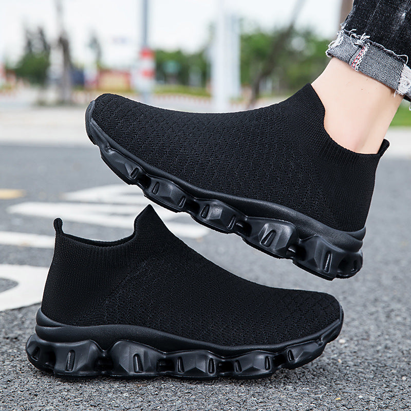 Damen Freizeit-Sneaker mit elastischem Strickoberteil und rutschfester Sohle EB