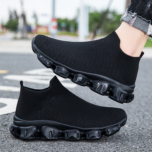 Damen Freizeit-Sneaker mit elastischem Strickoberteil und rutschfester Sohle EB