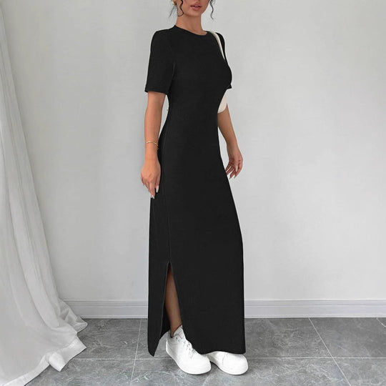 Damen Maxikleid aus weichem Baumwollmix mit Seitenschlitz EB
