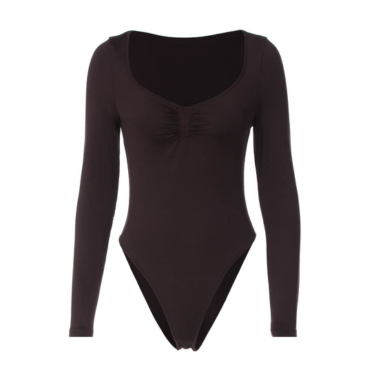 Damen Langarm-Bodysuit mit elegantem Raffungseffekt EB