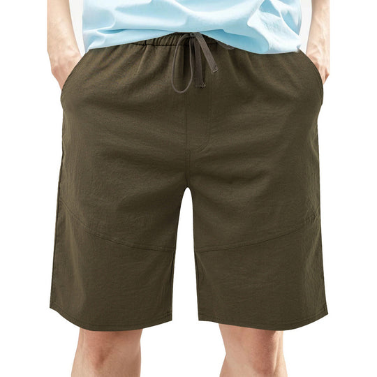 Herren nan knielange Leinenmix-Shorts mit elastischem Kordelzugbund und seitlichen Schubtaschen EB