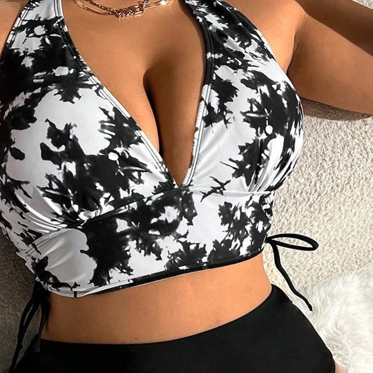 Damen Hochgeschnittener Bikini mit floralem Muster EB