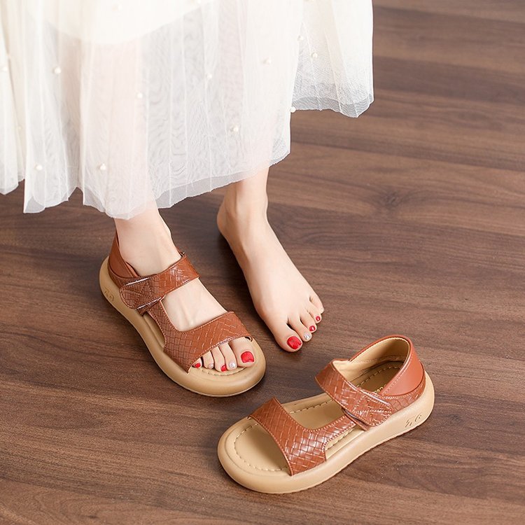 Damen modische Sandalen mit verstellbarem Klettverschluss und rutschfester Sohle EB