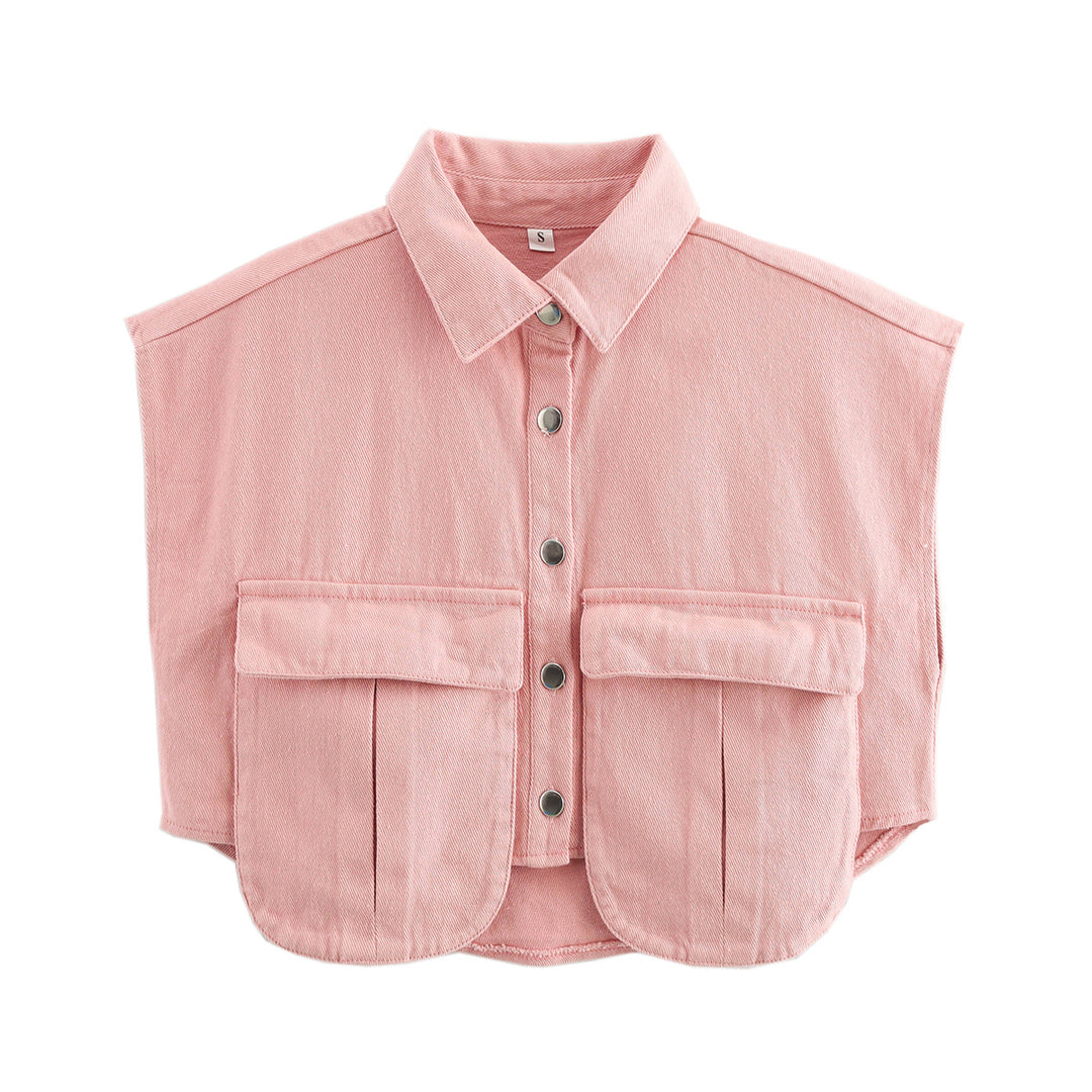 Damen ärmellose Utility-Bluse mit Taschen EB
